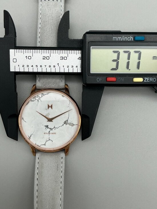 MVMT Beverly Marble Watch Women 38mm Rose Gold Tone Leather Band New Battery main image 9